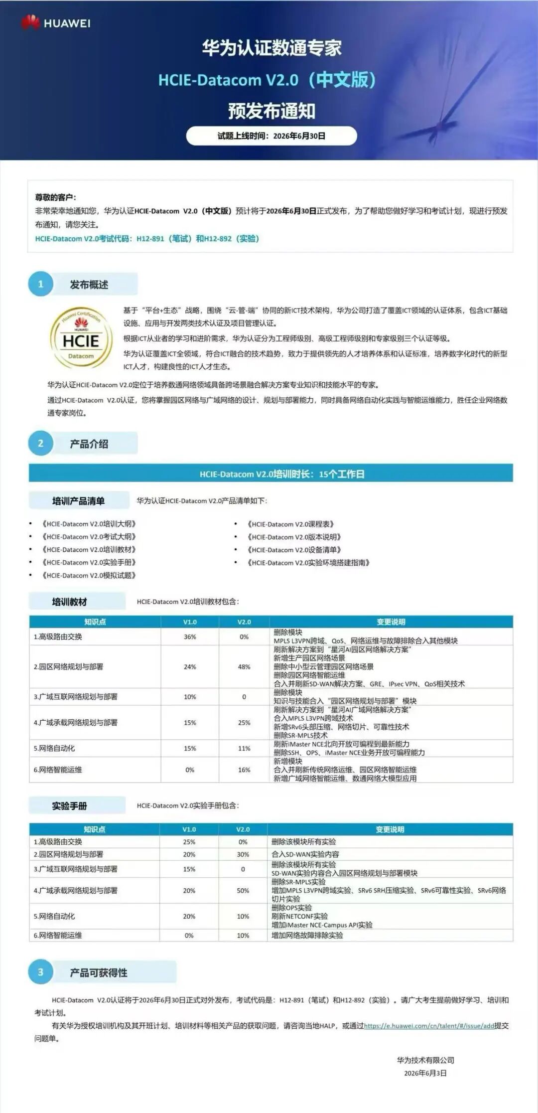誉天教育-华为认证数通专家hcie datacom v2.0改版预发布通知.jpg